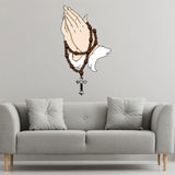 VWAQ Rosary with Praying Hands Wall Decal - Peel and Stick Christian Religious Decor - PAS53