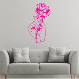 VWAQ Hand Holding Rose Artwork Wall Decal - Tattoo Vinyl Wall Art Sticker Home Decoration