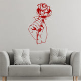 VWAQ Hand Holding Rose Artwork Wall Decal - Tattoo Vinyl Wall Art Sticker Home Decoration