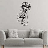 VWAQ Hand Holding Rose Artwork Wall Decal - Tattoo Vinyl Wall Art Sticker Home Decoration 