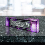 VWAQ Personalized Name Plate for Desk - Custom Name Clear Acrylic Glass Outer Space Galaxy Nebula Art - Customized Gift - ACS55