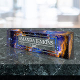 VWAQ Custom Galaxy Nameplate for Desk - Personalized Name Clear Acrylic Glass Nebula Outer Space Art - Customized Gift - ACS57
