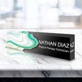 VWAQ Custom Name Plate for Office Desk - Customized Clear Acrylic Glass Professional Art Marble Epoxy Resin Design - Personalized Gift - ACS68