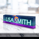 VWAQ Personalized Name Plate for Desk - Clear Acrylic Glass Art - Custom Office Decor Nameplate Sign - Personalized Gift - ACS69