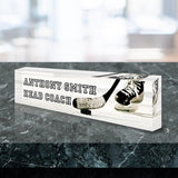 VWAQ Custom Hockey Name Plate for Desk - Clear Acrylic Glass Art - Customized Office Decor Nameplate Sign - Personalized Gift - ACS84 