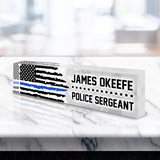 VWAQ Personalized Police Officer Name Plate for Desk - Clear Acrylic Glass Art - Customized Office Decor Nameplate Sign - Personalized Gift - ACS89 