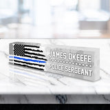 VWAQ Personalized Police Officer Name Plate for Desk - Clear Acrylic Glass Art - Customized Office Decor Nameplate Sign - Personalized Gift - ACS89