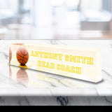 VWAQ Personalized Basketball Name Plate for Desk - Clear Acrylic Glass Art - Customized Office Decor Nameplate Sign - Personalized Gift - ACS85