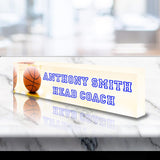 VWAQ Personalized Basketball Name Plate for Desk - Clear Acrylic Glass Art - Customized Office Decor Nameplate Sign - Personalized Gift - ACS85