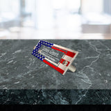 VWAQ Custom American Flag Name Plate for Wall - Patriotic Clear Acrylic - Personalized Office Decor Nameplate Sign Gift - WACS18