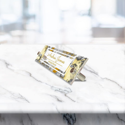 VWAQ Personalized Gold Professional Nameplate for Wall - Clear Acrylic Glass - Custom Office Decor Name Plate Sign Gift - WACS24