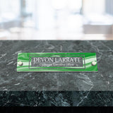 VWAQ Personalized Green Wave Name Plate for Wall - Clear Acrylic Glass - Custom Office Decor Nameplate Sign Gift - WACS47