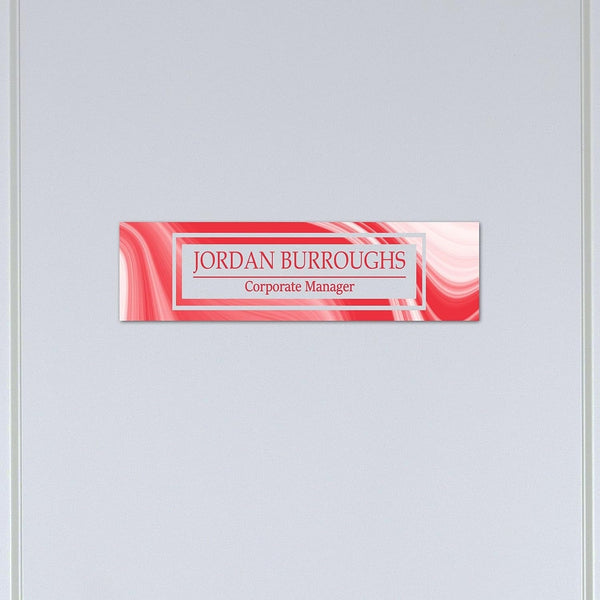 VWAQ Custom Red Name Plate for Wall - Clear Acrylic Glass - Personaliz