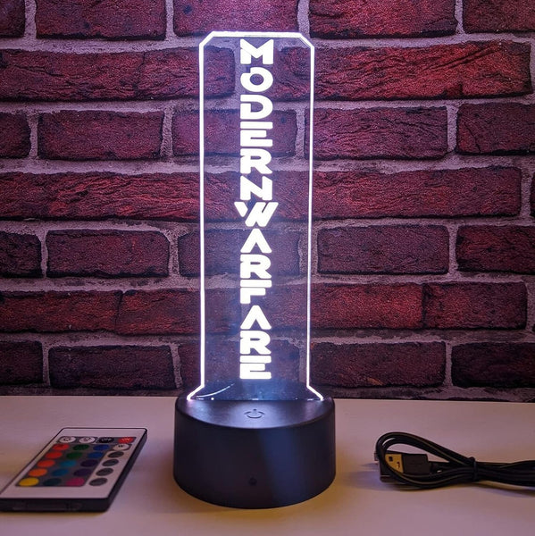 Personalized Gamer Tag Desk Lamp - Gaming Decor Night Light - Laser Engraved Edge Lit Acrylic Light Up Sign with LED Lights - VWAQ ACR2