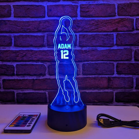 Custom Name Edge Lit Acrylic Basketball Player - Personalized Acrylic Sign - 16 Color LED Night Light - Basketball Player Gift VWAQ ACR5