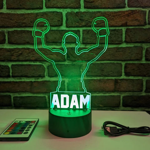 Custom Name Edge Lit Acrylic Boxer - Personalized Acrylic Sign - Multi Color LED Light Base - Boxing Gift - Sports Lovers Gift - VWAQ ACR6