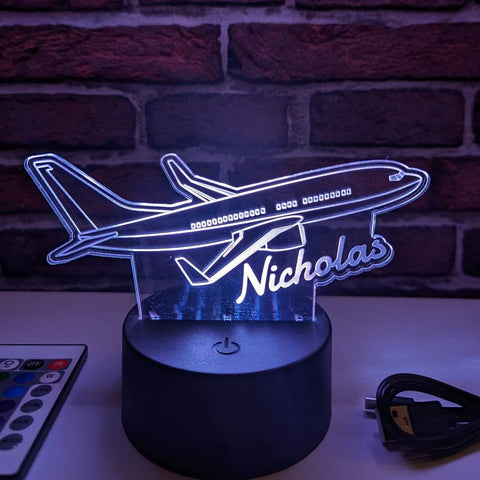 Personalized Night Light Acrylic Air Plane Name - Aviation LED Lights Desk Lamp - Light up Sign Art Deco Lamp Name Plate Gift VWAQ ACR12