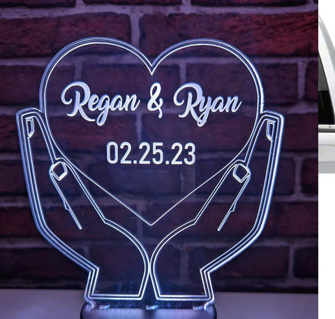 Custom Night Light up Est Sign Table Lamp Wedding Gift - Edge Lit Acrylic Personalized Anniversary Gift VWAQ ACR14