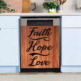 VWAQ Dishwasher Magnet Cover Wood Faith Hope and Love - Decorative Fridge Panel Magnet Christian Family Kitchen Decor - DWM1