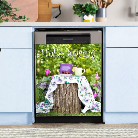 VWAQ Dishwasher Cover Hello Spring - Decorative Refrigerator Magnet Appliances Kitchen Decor - DWM2