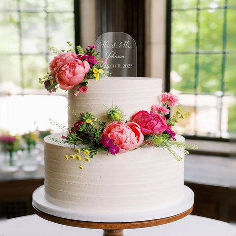 Custom Name Acrylic Wedding Cake Topper, Mr Mrs Wedding Decor VWAQ ACR19