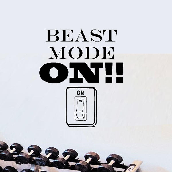 Beast Mode On! Motivational Quotes Decal Wall Art Fitness - VWAQ Vinyl Wall Art Quotes and Prints