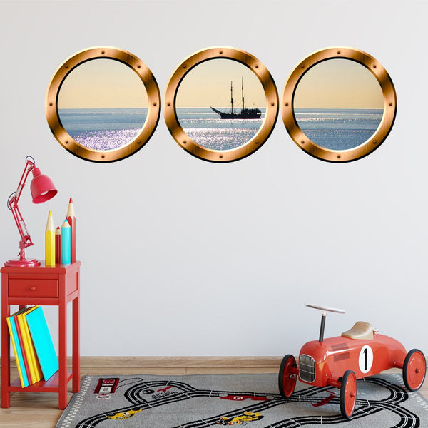 VWAQ Cruise Ship Bronze Window Porthole Peel & Stick Wall Decals - BPW6 - VWAQ Vinyl Wall Art Quotes and Prints