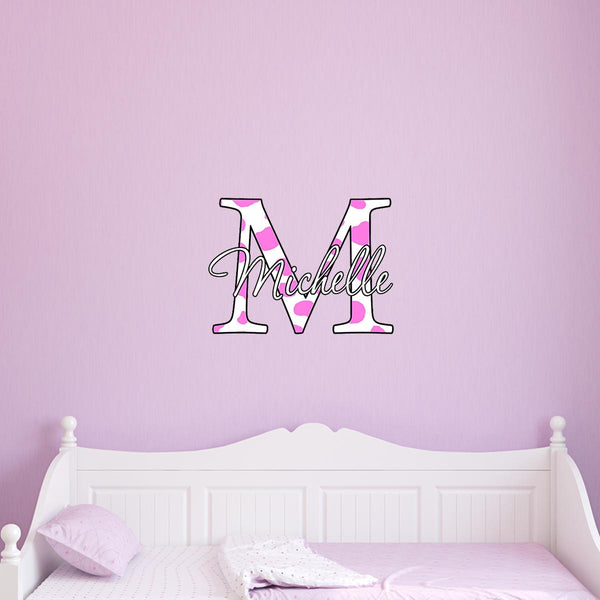 Custom Name Graphics Wall Decals Girls Zebra Print Monogram Choose Name ...