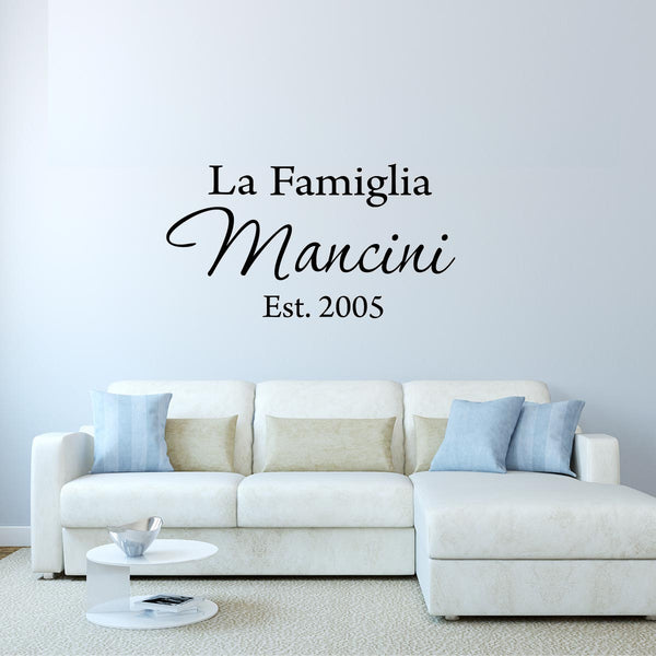 La Famiglia Custom Italian Family Name Wall Decal Insert Family Name | VWAQ