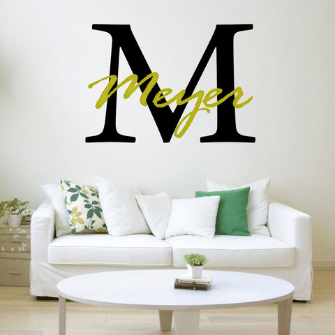 VWAQ Monogram Wall Decal Custom Family Name Personalized Family Name With Letter Initial CS5 - VWAQ Vinyl Wall Art Quotes and Prints