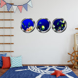 VWAQ Pack of 3 Underwater Fish Peel and Stick Silver Window Porthole Wall Decals - SPW18