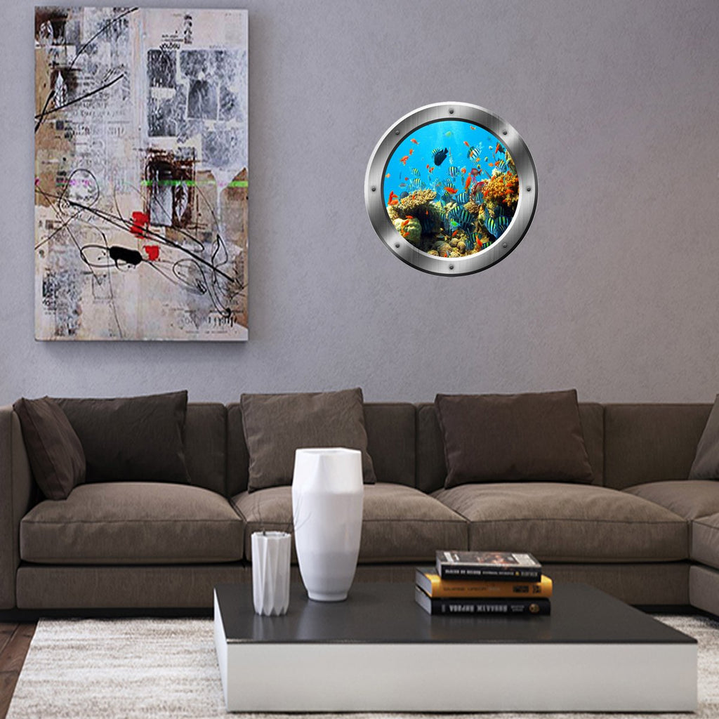 Underwater Ocean Scene Wall Decal Porthole Window VWAQ