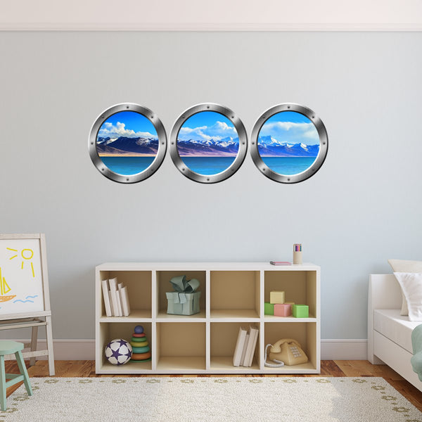 VWAQ Cruise Ship Mountain View Silver Window Porthole Wall Decals - SPW10 - VWAQ Vinyl Wall Art Quotes and Prints