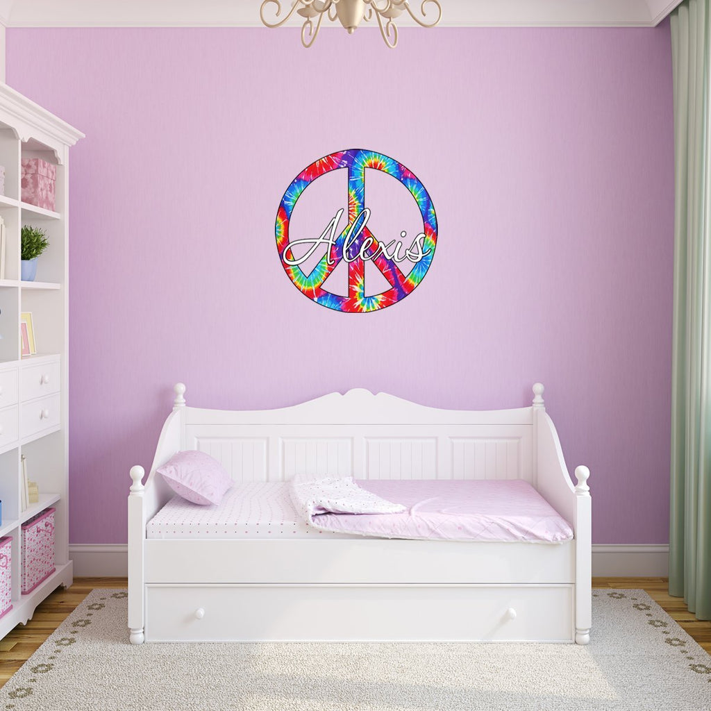 Custom Name Wall Decals Graphic Personalized Girls Room Fun Peace Sign ...
