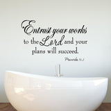 VWAQ Entrust Your Works to the Lord Proverbs 16:3 Bible Wall Quotes Decal - VWAQ Vinyl Wall Art Quotes and Prints