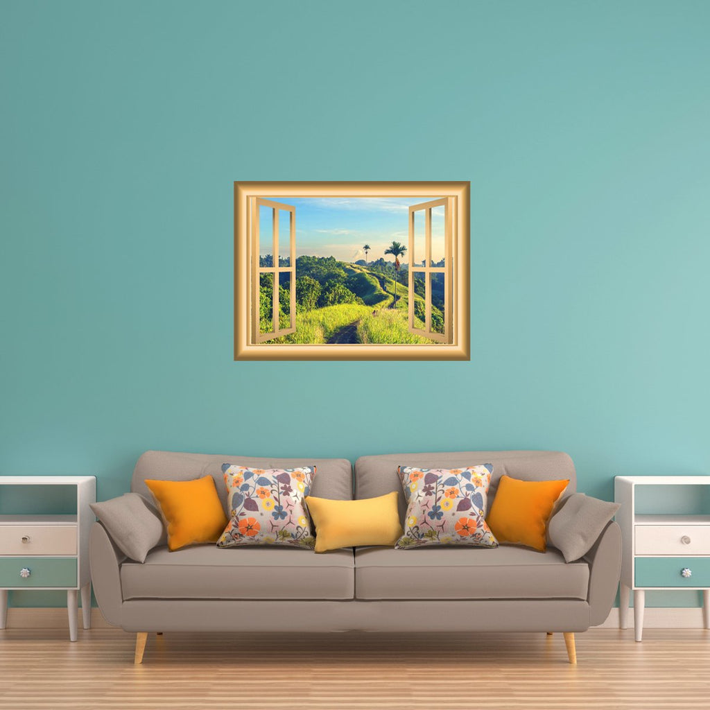 Field Wall Sticker 3D Nature Window Wall Decal Peel and Stick Mural | VWAQ