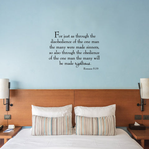 VWAQ For Just as Through the Disobedience of the One Man Wall Decal - VWAQ Vinyl Wall Art Quotes and Prints