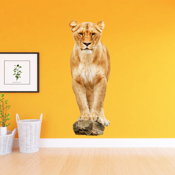 VWAQ Lioness on Perch Peel and Stick Vinyl Wall Decal - G502