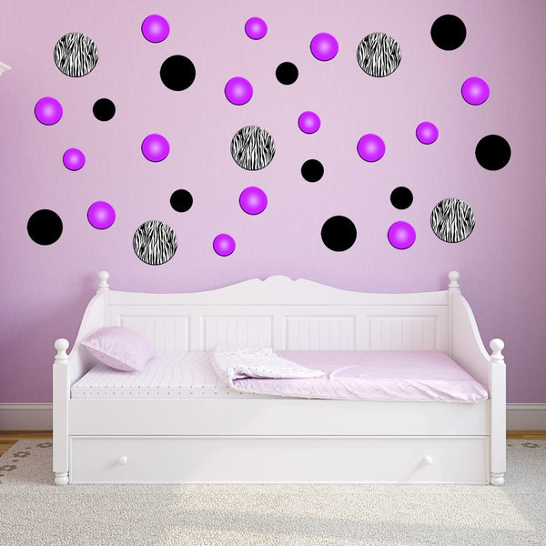 VWAQ Zebra Stripe assorted Polka Dots Peel and Stick Vinyl Wall Decals (GD3) - VWAQ Vinyl Wall Art Quotes and Prints