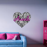 VWAQ Custom Name Zebra Print Heart Decal Personalized Name Zebra Print Wall Art Decor Custom Name - GH2 - VWAQ Vinyl Wall Art Quotes and Prints