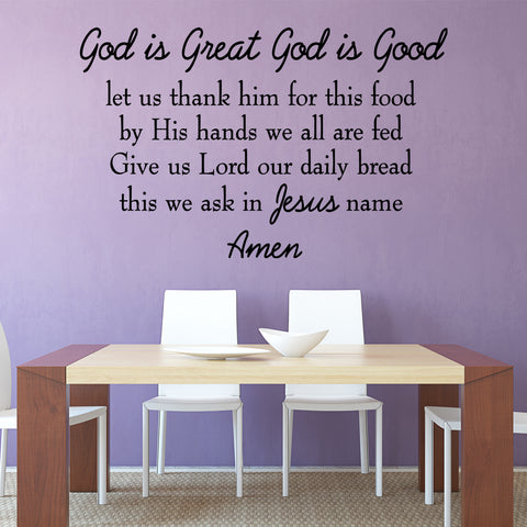 VWAQ God is Great God is Good Let Us Thank Him For This Food Wall Decal Full Version VWAQ-4538-V2 - VWAQ Vinyl Wall Art Quotes and Prints