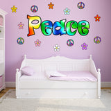 VWAQ Tie Dye Peace Vinyl Wall Decal Peace Signs And Flowers Stickers - HF2 - VWAQ Vinyl Wall Art Quotes and Prints