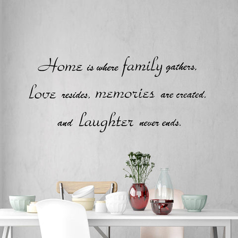 VWAQ Home is Where Family Gathers Wall Decal Family Room Wall Quote Sayings Vinyl Letters - VWAQ Vinyl Wall Art Quotes and Prints