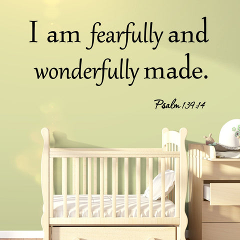 VWAQ I Am Fearfully and Wonderfully Made Psalm 139:14 Wall Decal - VWAQ Vinyl Wall Art Quotes and Prints