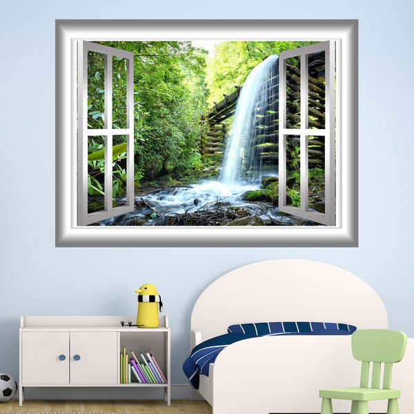 VWAQ Waterfalls Wall Sticker 3D Window Decal Peel and Stick Art