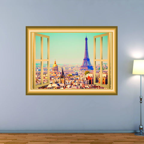 VWAQ Paris Window Decal Eiffel Tower Wall Sticker Peel and Stick Mural NW6