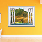 VWAQ Peel and Stick Window Frame Mountain Beach View Vinyl Wall Decal - NW75