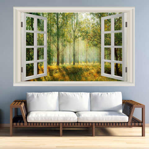VWAQ Landscape Wall Decals Window - Nature Scene Vinyl Mural For Wall - NWT4