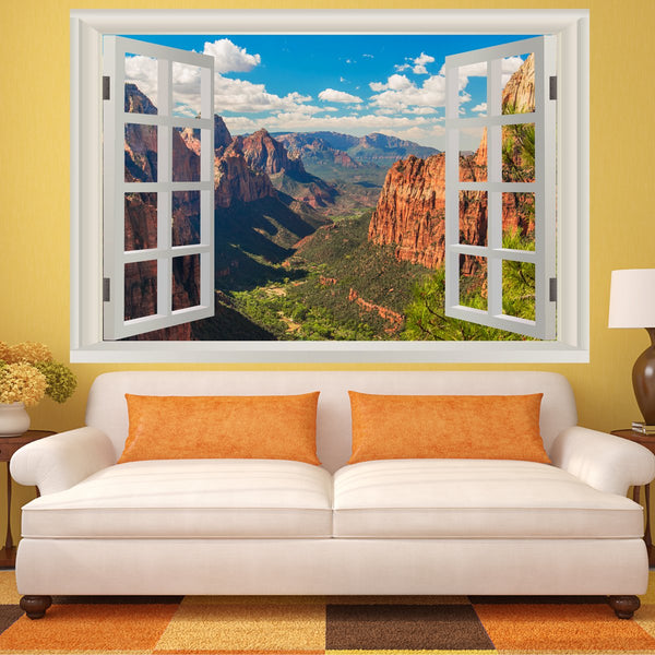 VWAQ Landscape Peel And Stick 3D Wall Mural - Zion National Park Vinyl Wall Art Decal Sticker - NWT6