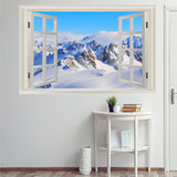 VWAQ Snow Wall Decor Sticker - 3D Window Decal, Snowy Mountain Wall Art - NWT7